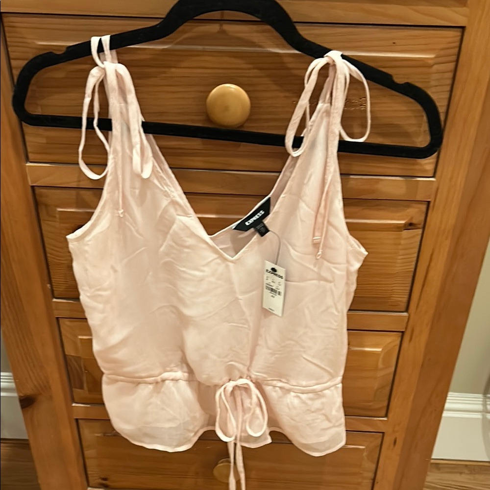 Express Pink Tie-Front straps Camisole with draw string waist. Size XS